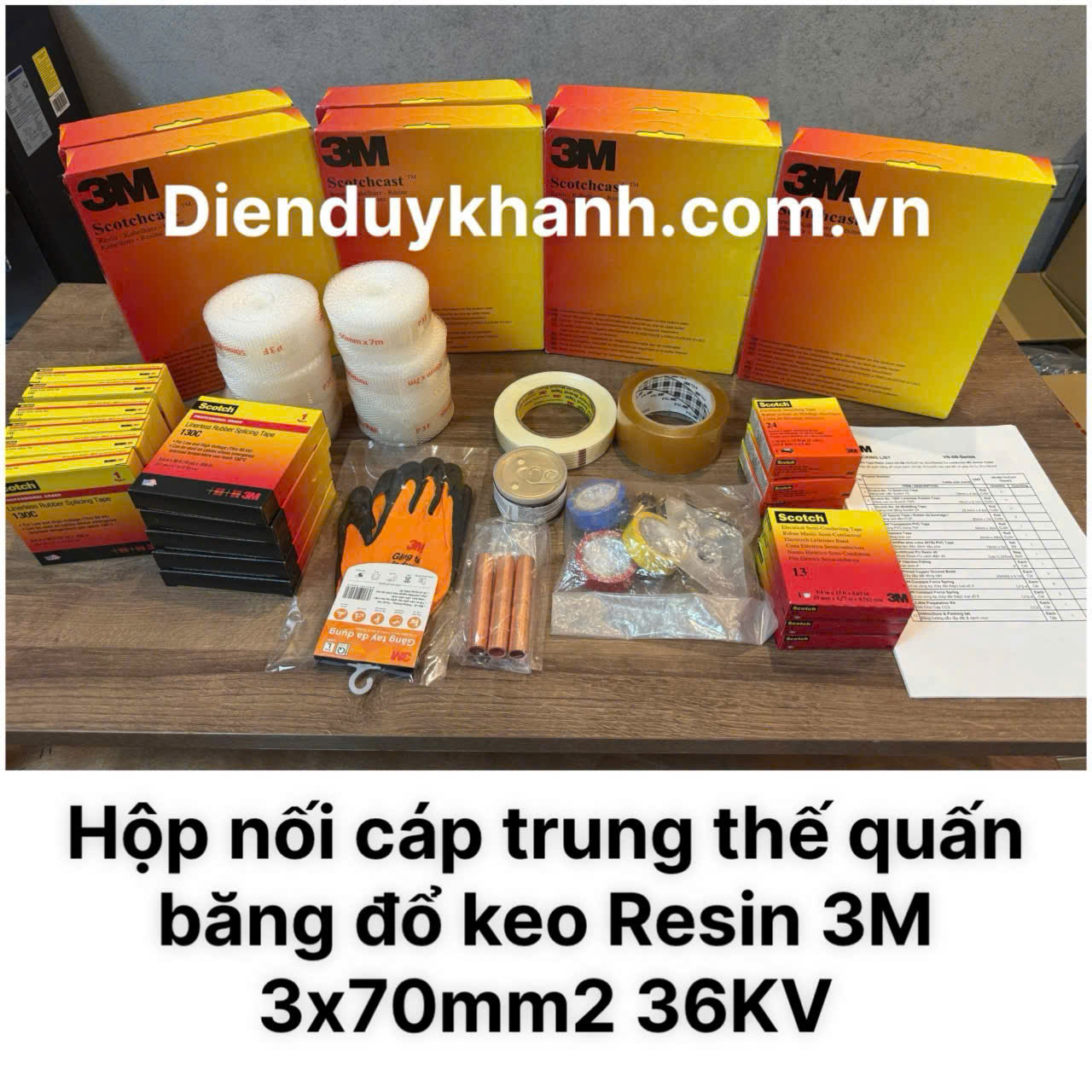 Hộp Nối Cáp Trung Thế Quấn Băng Đổ Resin 36KV 3Cx70_ VN-6B 94-A 70-Cu/3